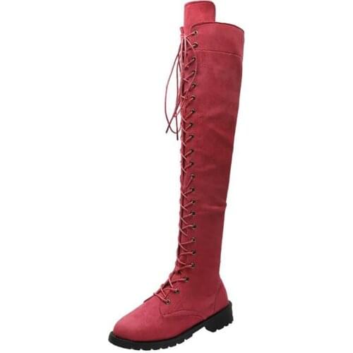 Winter for woman new fashion sexy Pure color Round toe consice shoes boots purple Wedges Lace up Zipper Over the knee boots 43