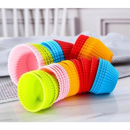 1/3/5 Pcs Silicone Round Shape Muffin Cupcake Mold Colorful Nonstick Reusable Muffin Case Cupcake Liner Baking Dishes Pan Form