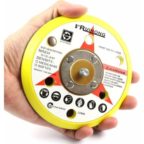 1Pc 5inch 125mm 6 Holes Flocking Sanding Disc M8 Thread Backing Pad Power Sander Parts