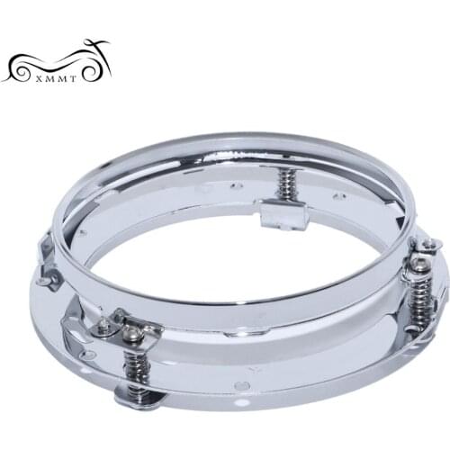 1pc Chrome 7" Inch Round Motorcycle Led Headlight Mounting Ring Bracket for Harley Touring Softail