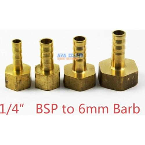 10 Pieces Brass Female 1/4" BSP to 6mm Barb Hose Tail Fitting Fuel Air Gas Water Hose Connector Coupler