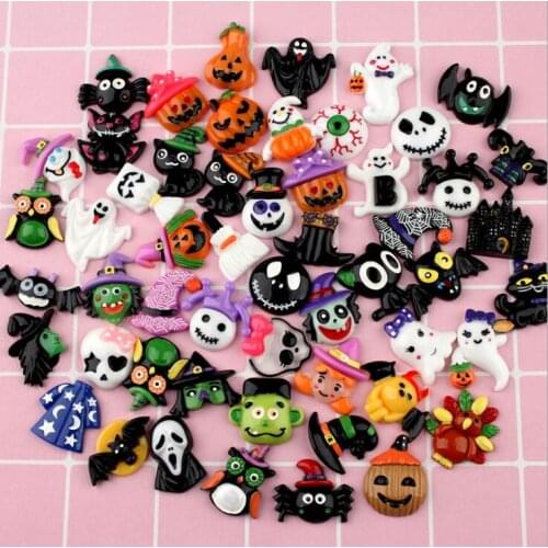 10pcs/lot Resin halloween pumpkin/ghost/skull flat back Cabochon Art Supply Decoration Charm Craft DIY hair bow center