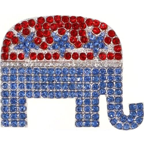 100pcs/lot 45mm Rhinestone Republican Elephant brooch
