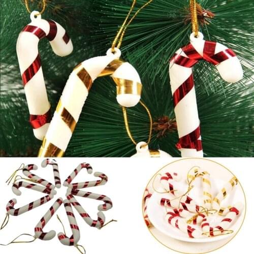 12/24pcs New Year 2021 Christmas Tree Hanging Candy Cane Crutch Ornaments Noel Xmas Tree Decors Christmas Decorations for Home