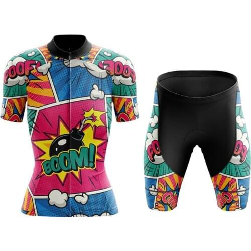 2020 Ladies Explosion Comic Theme Cycling Wear/Biking Wear Customized Road Mountain Race Top Cycling Wear GEL Breathable Cushion