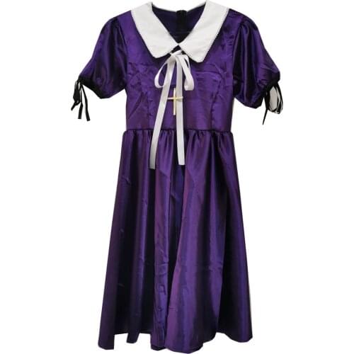 2021 Gakkou Gurashi! School-Live! Megumi Sakura Cosplay Costume Purple Dress