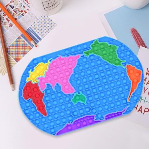 2021 Funny Silicone Stitching World Map Push Bubble Sensory Toy Anti-stress Relaxing Fidget Toys Stress Relief for Adults Kids