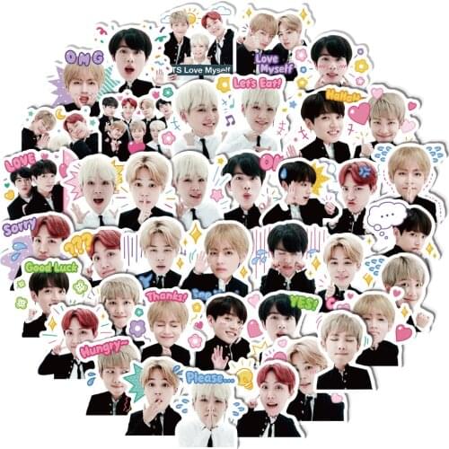 40PCS KPOP Bangtan Boys V Stickers Korean Star Idol Hand Account Material Mobile Phone Case Stickers Classic Toys