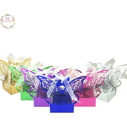 Big Heard Love 50pcs Romantic butterfly Wedding box Candy box Gift Boxes party supplies wedding supplies wedding decoration