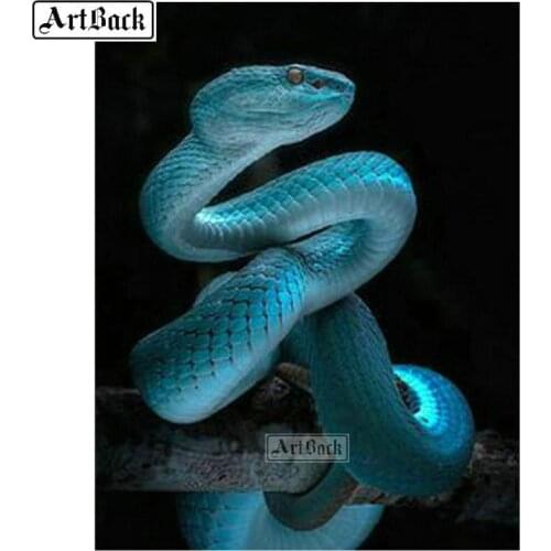 Animal 5d diy diamond painting snake blue icon full square diamond embroidery 3d round diamond art