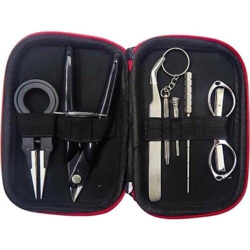 9Pcs Lightweight Vape DIY Tool Bag Ceramic Tweezers Pliers Wire Heaters Coil Jig Winding Kit