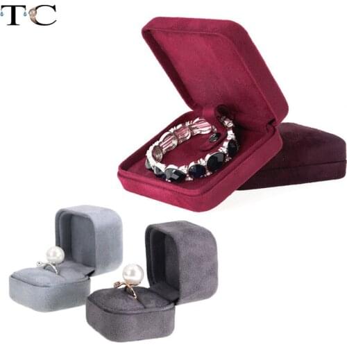 Jewelry Box Velvet Container Boxes Holder for Wedding Engagement Ring Earrings Necklace Display Gift Organizador De Joyas