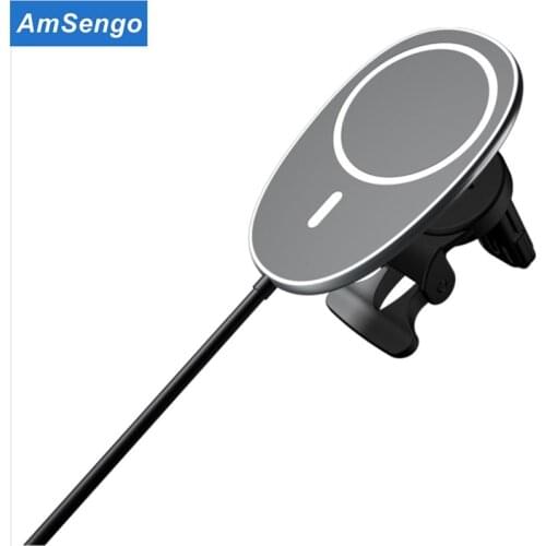 15W Magnetic Qi Wireless Car Charger Mount Stand for MagSafe iPhone 12 Pro Max Fast Charging Wireless Charger Car Phone Holder