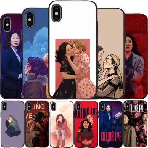 Killing eve fanart black Silicone Phone Case For iPhone 12 XR XS Max 5 5S SE 2020 6 6S 7 8 PLUS X 11Pro Max 11 Cover