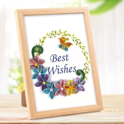 Colored a4 Paper DIY quilling paper craft decoupage Wood frame art decoration Scrapbooking origami quilling tools Material Kit