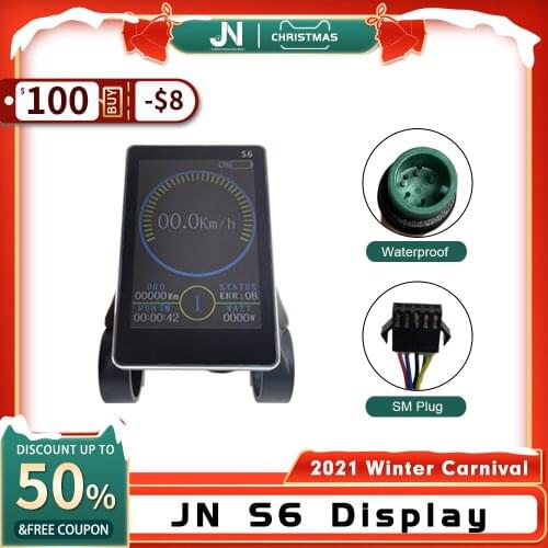 JN LCDS6 Ebike Display Large Color Smart Vertical Screen With 5Pin SM Julet Waterproof Plug For JN 36V 48V 250W 350W Controller
