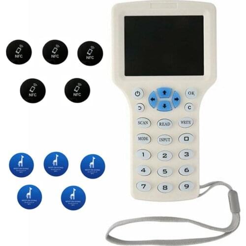 New Handheld RFID Copier 13.56Mhz NFC Smart Chip Card Reader CUID/FUID Tag Encryption Cracking Writer 125Khz Duplicator