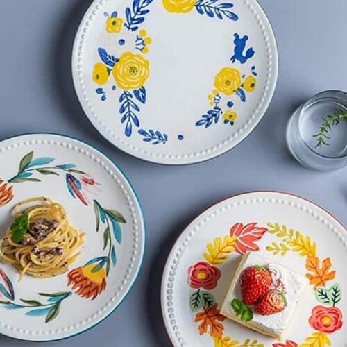 Porcelain Bone Dessert Plate Four Seasons Series Broken Flower Plate Salad Plate Steak Plate 8. 5 Inches