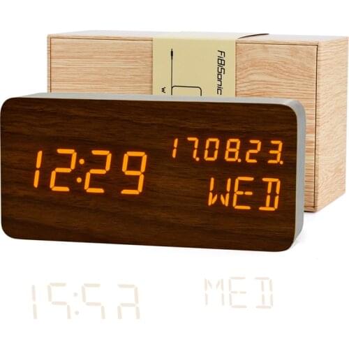 FiBiSonic Display Temperature Alarm Clocks LED Digital Alarm Clock with Gift Box Voice Control Desktop Table YY-MM-DD Clock