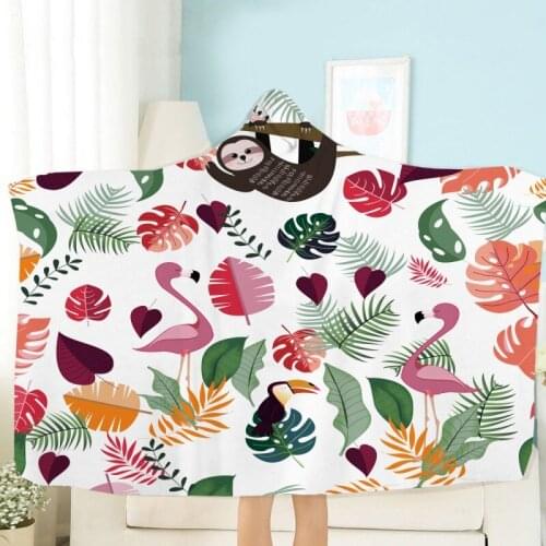 Cartoon Sloth Sherpa Fleece Blanket Animal Wearable Hooded Throw Blanket Home Office Travel Plush Throw Blanket 150x200cm Custom