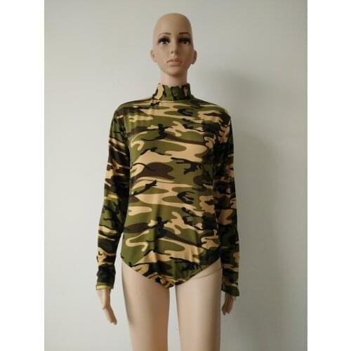 Camouflage camo High collar neck half pack Spandex Bodysuit unisex Ballet Gymnastics Leotard jumpsuit Unitard tights