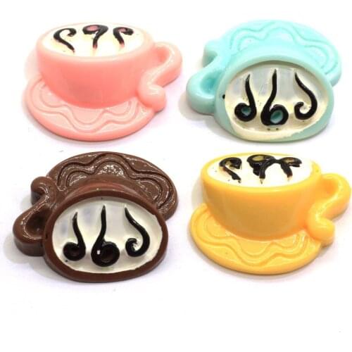 Assorted Resin Flatback Steaming Coffee Cup Cabochons Flat Back Mugs Drinks Cabochons Embellishments Hair Bow Center
