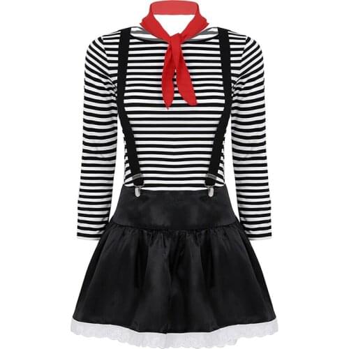 Aboutcos Anime Halloween Cosplay Pantomime Clown Circus Performance Costume Drama Performance Clown Costume Striped Suit