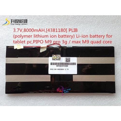 3.7V,8000mAH,[4381180] PLIB (polymer lithium ion battery) Rechargeable battery for tablet pc, M9 pro 3g / max M9 quad core