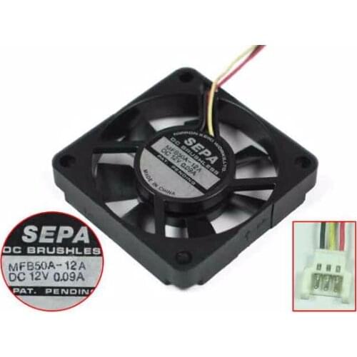 MFB50A-12A DC 12V 0.09A 3-Wire 50x50x10mm Server Cooling Fan