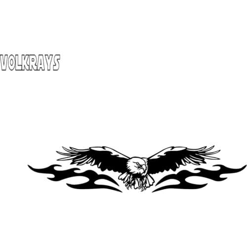 Volkrays Fashion Car Sticker American Eagle Full Wing Accessories Reflective Waterproof Vinyl Decal Black/Silver,3cm*17cm