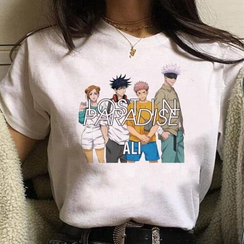 Fashion Womens T Shirt HarajukuJujutsu Kaisen Gojo Satoru Yuji Itadori Tops O-neck Short Sleeve Summer Japanese Funny Girl Tee