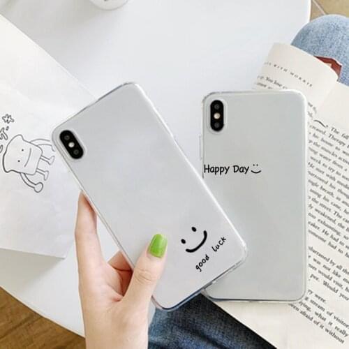 Smiley Phone Case For iPhone 11 12 Pro Max Xs Max 7 8 6s Plus XR 12 mini X 5S SE 2020 Good Luck Soft Silicone Phone Capa Cover