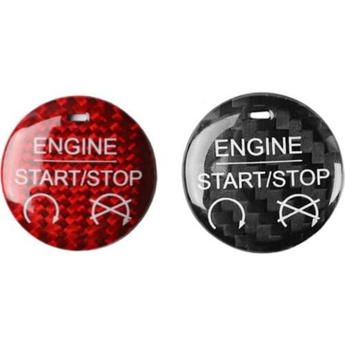 Start Button Sticker Round Shaped Waterproof Carbon Fiber Car Decal Engine Start Sticker for Ford Mustang 2015-2019 Decoration