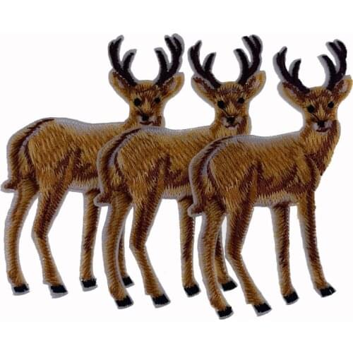 5Pcs Deer Pattern Iron on Patch Embroidery Christmas Patches For Clothing Sewing Sticker DIY Badges Decorative Accessories