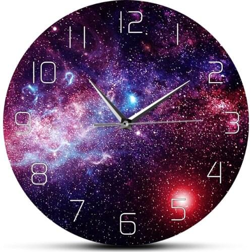 Universe Space Galaxy Print Wall Clock Non Ticking Clock Starry Sky Wall Watch for Kitchen Living Room Bedroom Home Artwork Gift