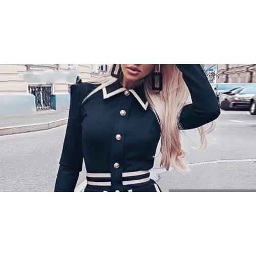 Blazer dress design pocket buttoned back collar