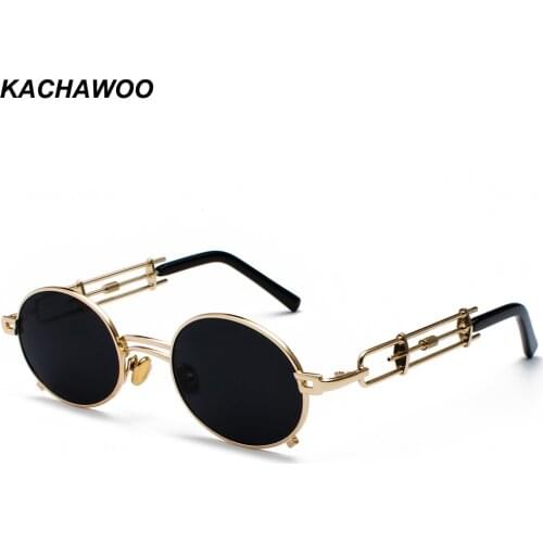 Kachawoo Metal Round Steampunk Sunglasses Men Retro Vintage Gothic Steam Punk Sun Glasses For Women Summer 2018