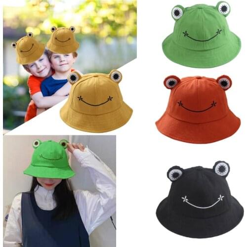 Parent-Kid Cartoon Frog Bucket Hat Child Women Summer Autumn Plain Outdoor Hiking Beach Fishing Cap Sunhat Bob