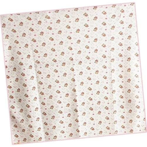 Teddy bear Pattern Combed Cotton Single Layer Cream Pink Baby Blanket BG2370