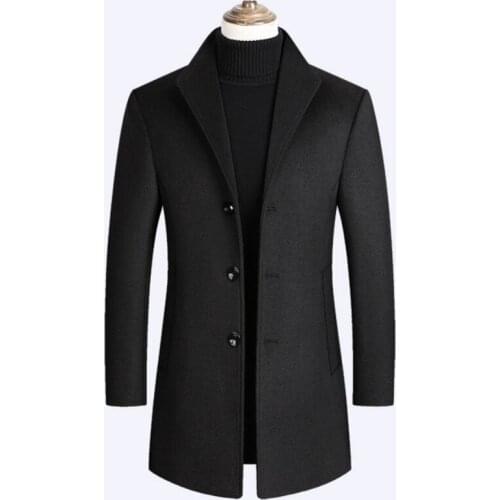 2020 autumn and winter mens woolen coat mid-length woolen coat quilted thick coat men