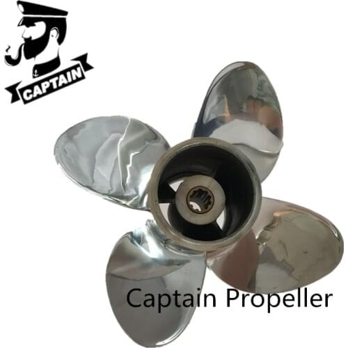 Outboard Propeller 9.9x9 Fit Yamaha Engines F25HP 20HP 30HP Stainless Steel 10 Tooth Spline RH 4 Blades
