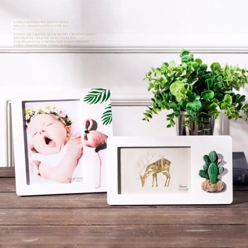 Simple cactus flamingo decoration photo frame high-quality solid wood family photo frame desktop decoration wedding gift