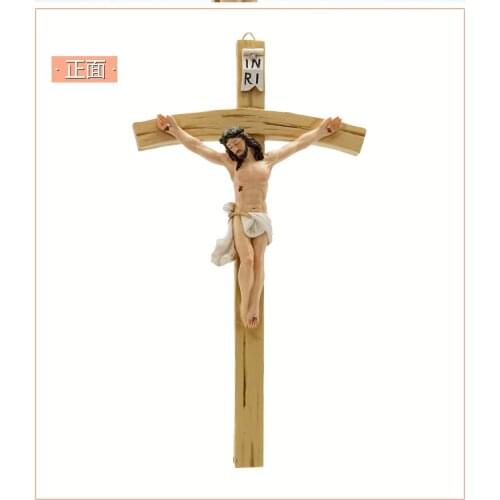 HANDPAINTED WOOD TEXTURED CRUCIFIX WALL CROSS JESUS NAILED ON THE CROSS RELIGIOUS GIFT