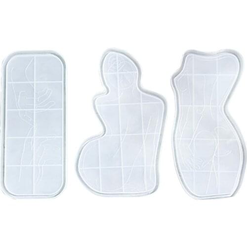 Sexy Woman Tray Mold DIY Epoxy Resin Glue Silicone Mold Female Body Coaster Plate Mirror Shiny Casting Jewelry Making