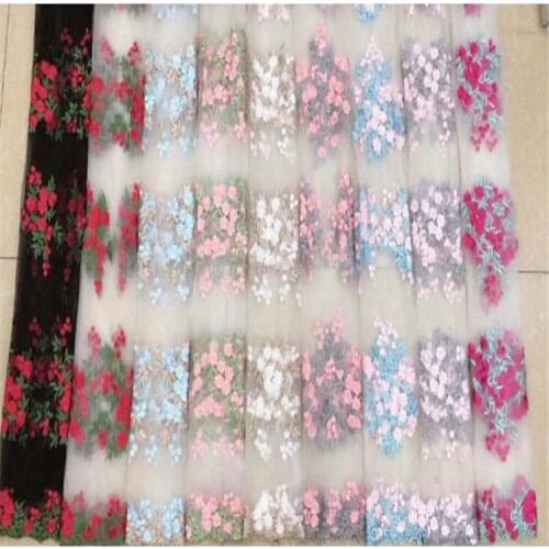 Mesh Bottom Multi-Color Flower Embroidery Lining Womens Childrens Clothing Skirt Wedding Dress Embroidery Fabrics