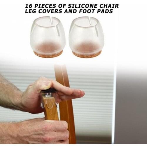 16pcs Hot Sale Silicone Chair Cover Durable Soft Silica Gel Round Non-Slip Silicone Mat Table Chairs Foot Desk Leg Protect Pads