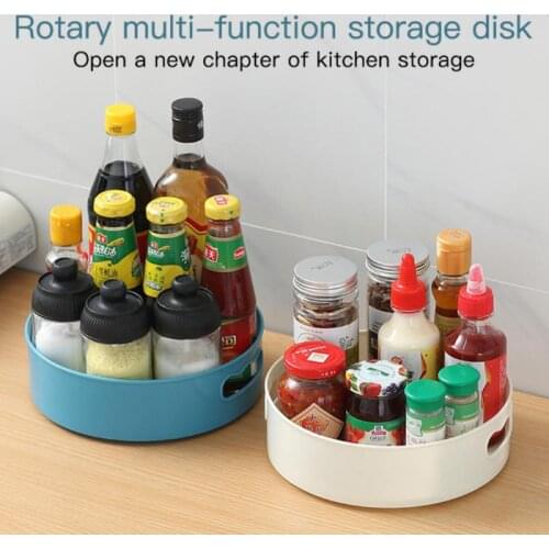 Rotating Round Spice Storage Rack Tray Turntable Kitchen Jar Holder Storage Box Multifunction Container Organizer Kitchen Tool