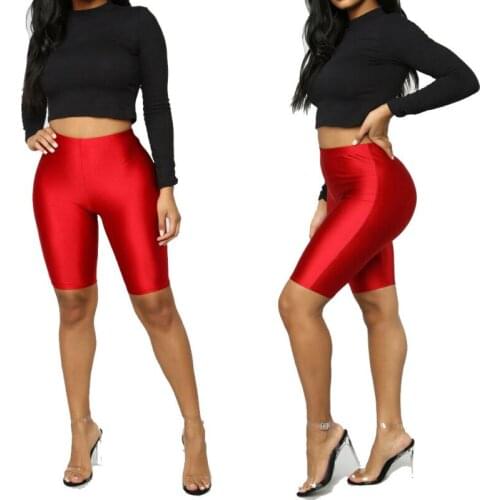 Women Stretch Biker Bike Shorts Workout Spandex Leggins Knee Length Short Trousers High Waist Women Summer Slim Shorts Womens