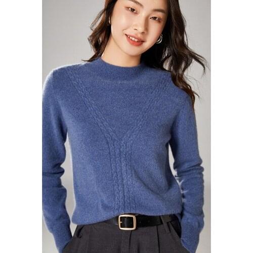 100% wool sweater womens fall/winter new pullover sweater loose large size sweater outer wear cashmere sweater