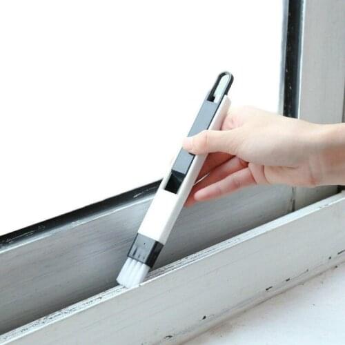 1PC 2 In 1 Multifunctional Window Slot Brush with Dustpan Keyboard Drawer Wardrobe Corner Gap Dust Removal Cleaning Brush